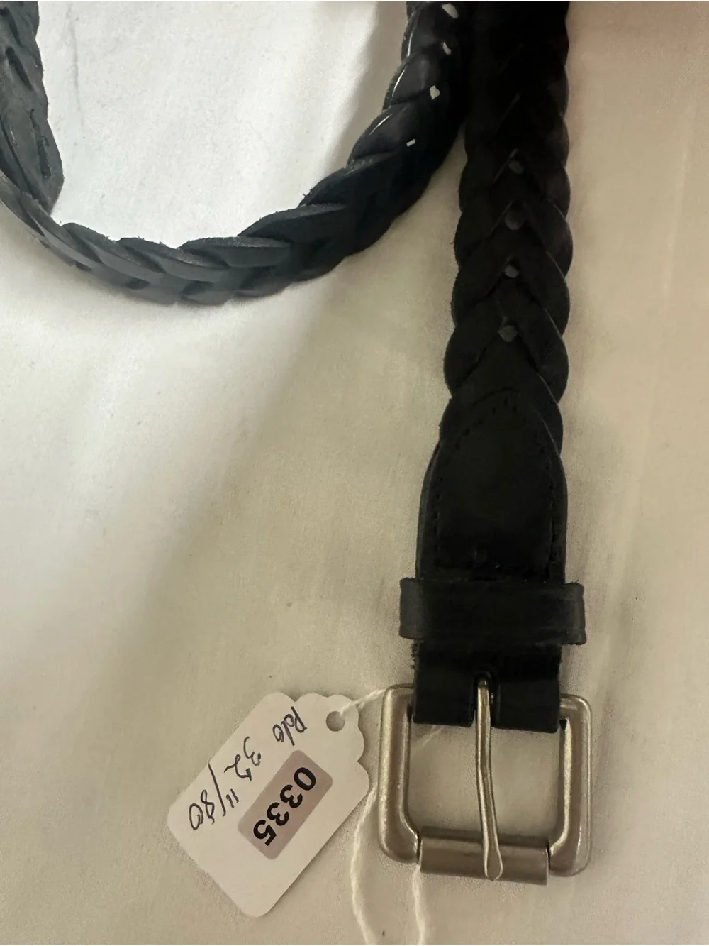 Polo by Ralph Lauren Black Leather Men’s Belt with Brushed Metal Buckle